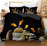 housse de couette poissons rouges et rochers