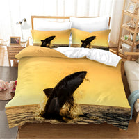 housse de couette requin bondissant coucher de soleil