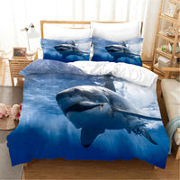 housse de couette requin plongeon océan bleu