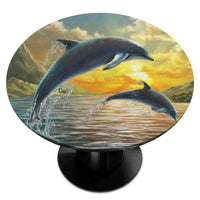 nappe extensible dauphins coucher de soleil pour table ronde