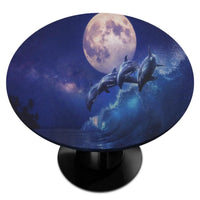 nappe extensible dauphins et lune pour table ronde