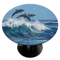 nappe extensible dauphins et vagues pour table ronde