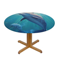 nappe extensible dauphins océan pour table ronde