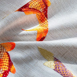 nappe poisson orange brodée franges détail broderie
