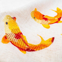 nappe poisson orange brodée franges détail