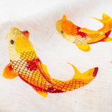 nappe poisson orange brodée franges détail