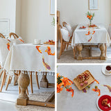 nappe poisson orange brodée franges table