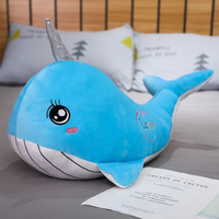 peluche baleine licorne bleu