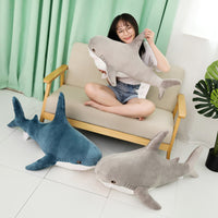 peluches requin 100 cm gris et bleu