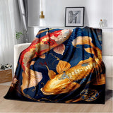 plaid poisson koi doré et rouge
