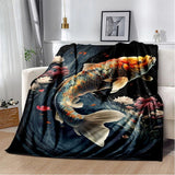 plaid poisson koi élégance noir et floral