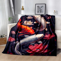 plaid poisson koi rouge et blanc sur lotus