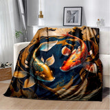 plaid poisson koi rouge et bleu luxueux