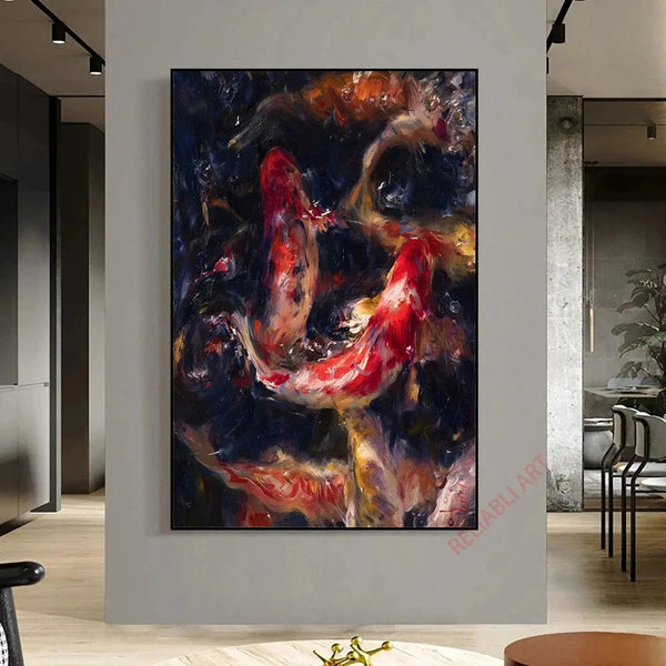 Poster Abstrait Carpes Koï