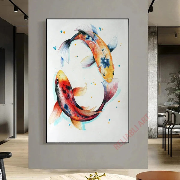poster carpes koi en cercle