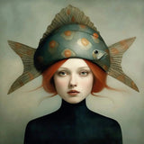 poster femme avec poisson-chapeau