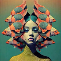 poster poisson coloré coiffure originale