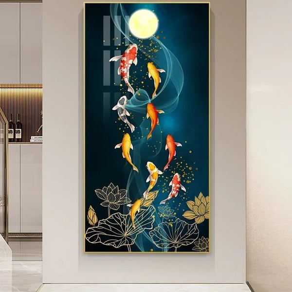 poster poisson koi clair de lune