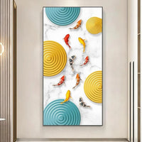 poster poisson koi coloré cercles géométriques