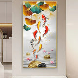 poster poisson koi dore et feuilles ginkgo