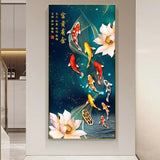 poster poisson koi et lotus art moderne