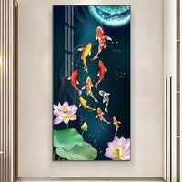 poster poisson koi et lotus lune lumineuse