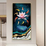 poster poisson koi et lotus rose