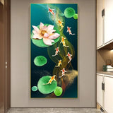 poster poisson koi fleur de lotus art mural élégant