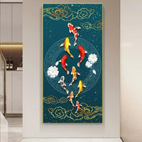 poster poisson koi floral impression murale