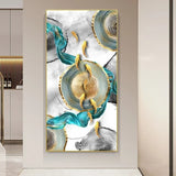 poster poisson koi jaunes et spirales turquoise