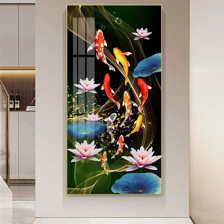 Poster Poisson Koi Lotus Bleu et Rouge | Déco Poisson – Décopoisson