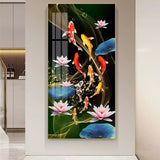 poster poisson koi lotus bleu et rouge