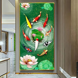 poster poisson koi lotus vert