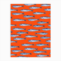 poster poisson sardine fond orange