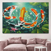 poster poissons koi en cercle