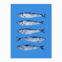 poster sardine fond bleu