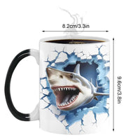 tasse requin 3d effet mur brisé