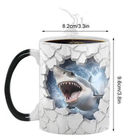 tasse requin 3d effet mur en pierre brisé